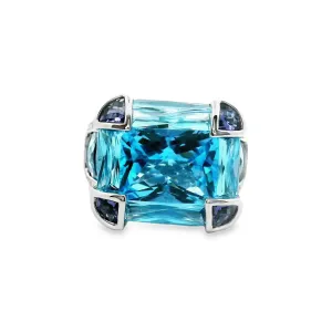 Bellari Blue Topaz Iolite Diamond 18k White Gold Ring