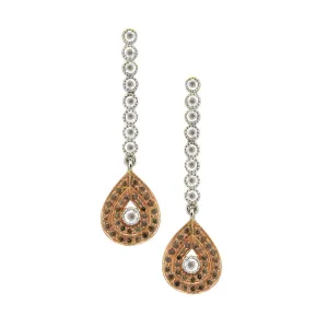 Bezel Set Diamond and Milgrain Drop Earrings