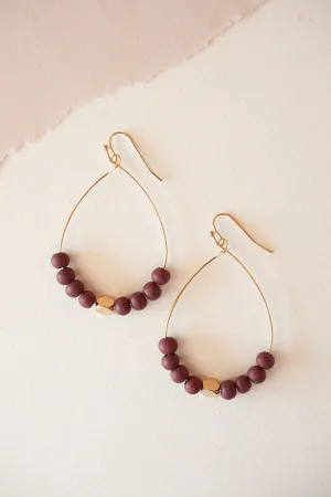 Blaire Beaded Teardrop Hoop | Berry and Gold Beaded Dangle