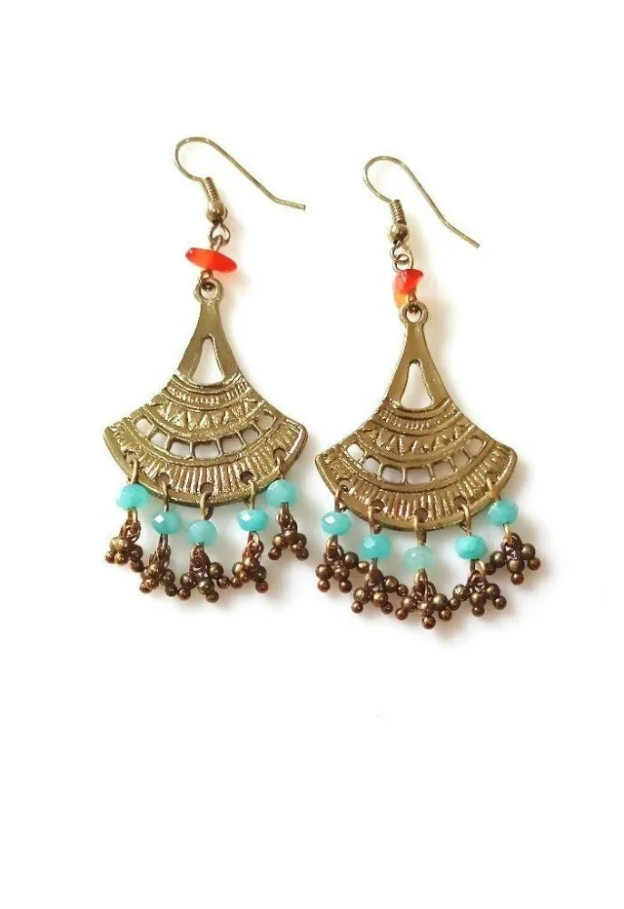 Bling Accessories Antique Brass Finish Brass Metal Earrings