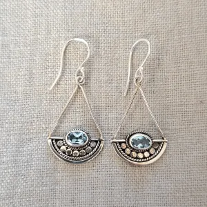 Blue Topaz .925 Sterling Silver A-Line Drop Earrings from Bali