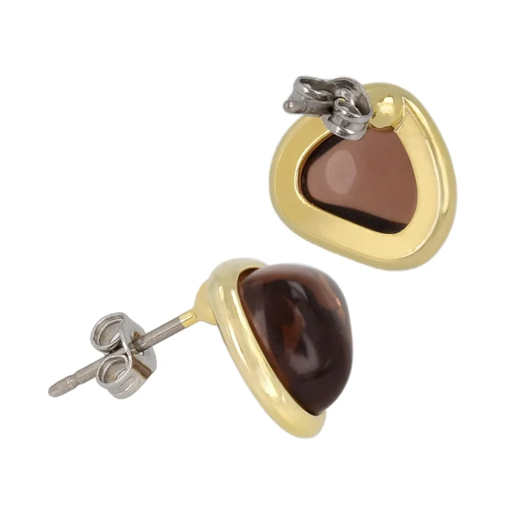 Brown Triangle Glass Jewel Studs