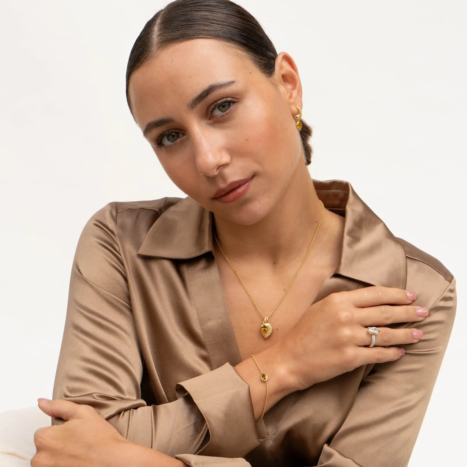 Citrine Pear Chain Bracelet