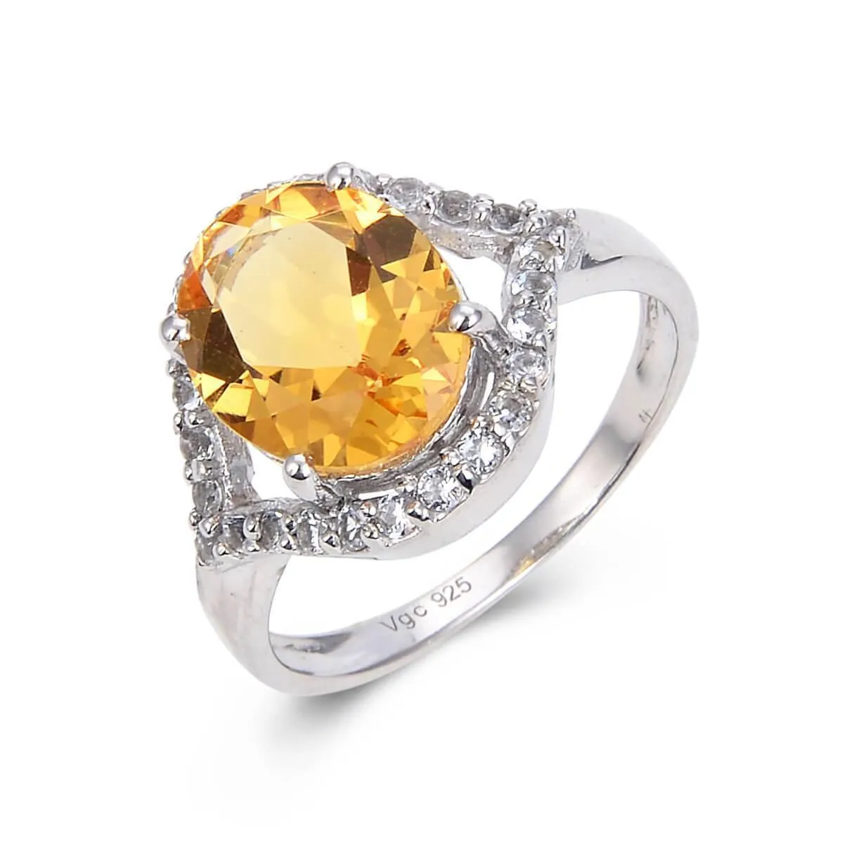 Citrine Silver Statment Ring