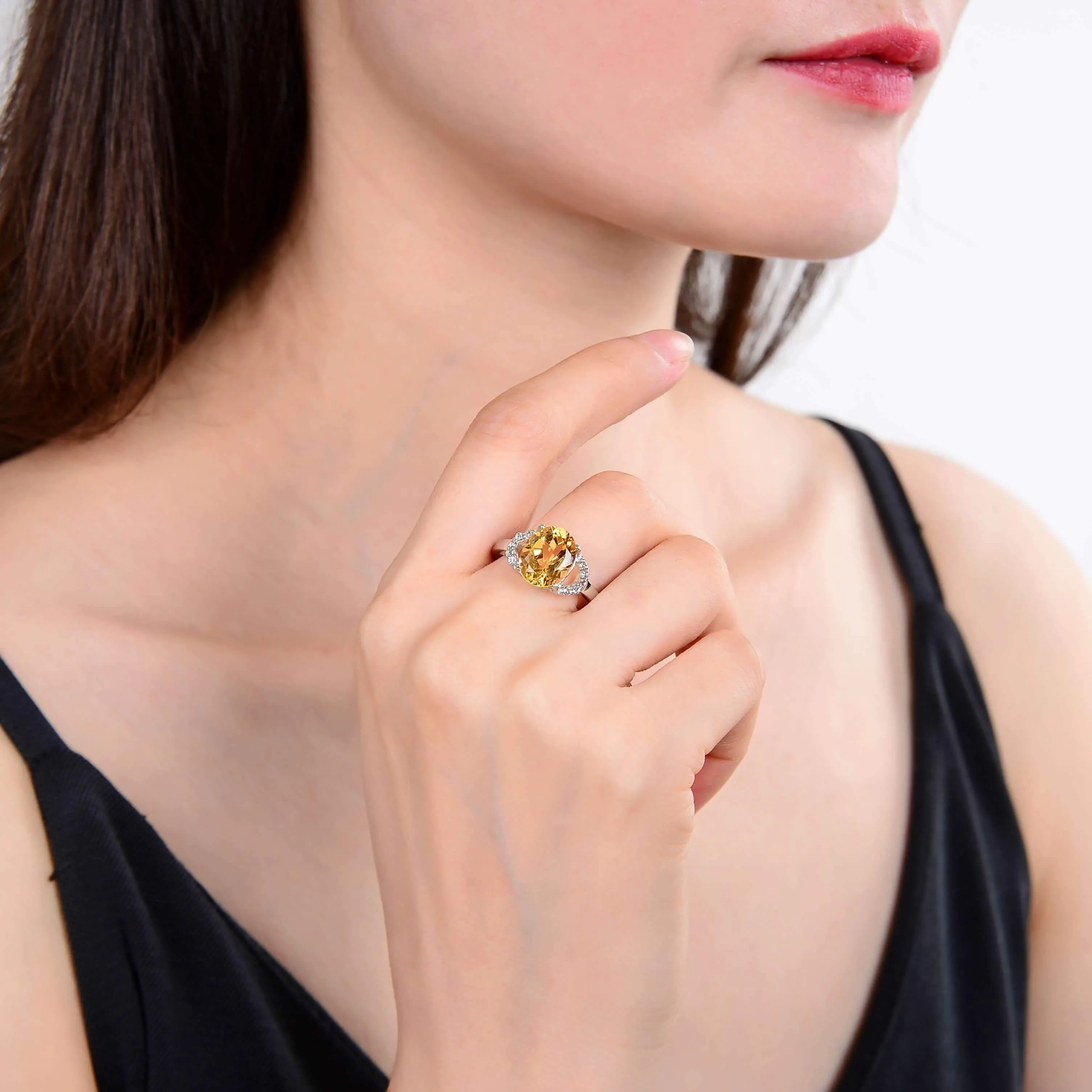 Citrine Silver Statment Ring