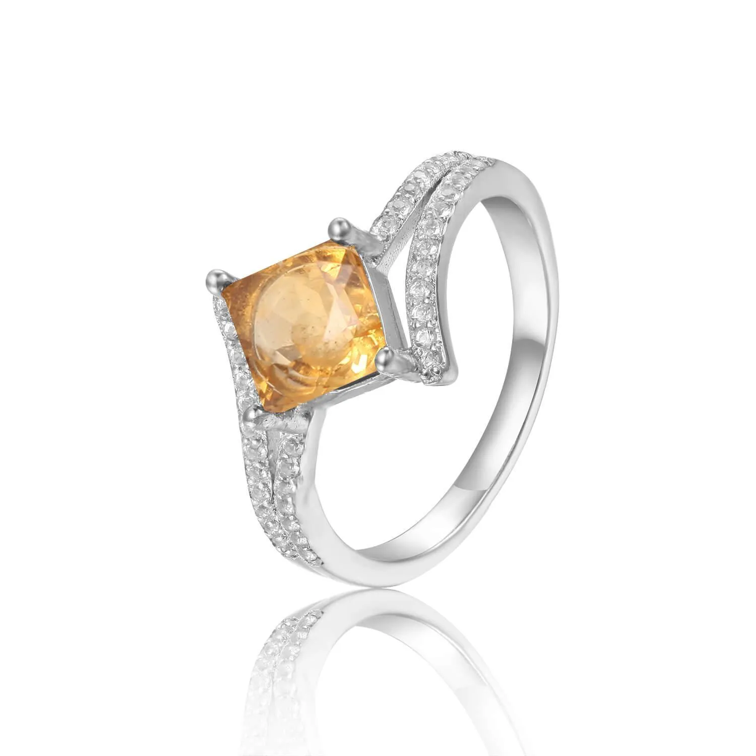 Citrine Star Solitaire Ring