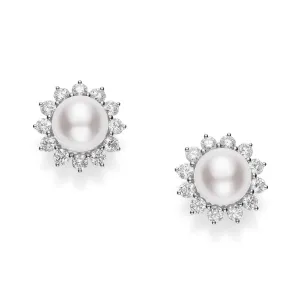 Classic Elegance Akoya Cultured Pearl and Diamond Earrings