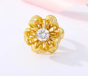 Creative adjustable flower blossom ring