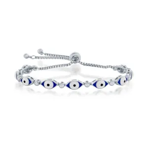 Cubic Zirconia Accented Evil Eye Bolo Bracelet