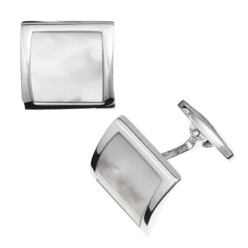 Curved Square Gemstone Sterling Silver Cufflinks I Jan Leslie