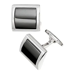 Curved Square Gemstone Sterling Silver Cufflinks I Jan Leslie