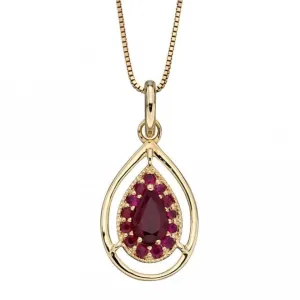 Cut Out Teardrop Ruby Yellow Gold Pendant GP2272R