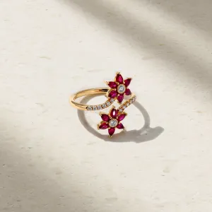 Daffodil Garden Ruby and Diamond Bypass Ring