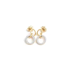 Double Drop Diamond And Gold Earrings - 9ct Gold