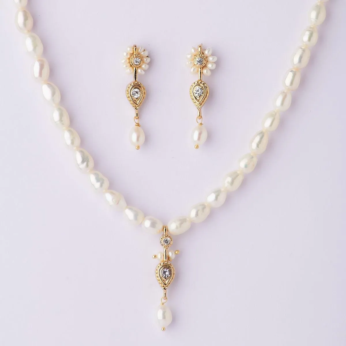 Elegant Real Pearl Necklace Set