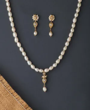 Elegant Real Pearl Necklace Set