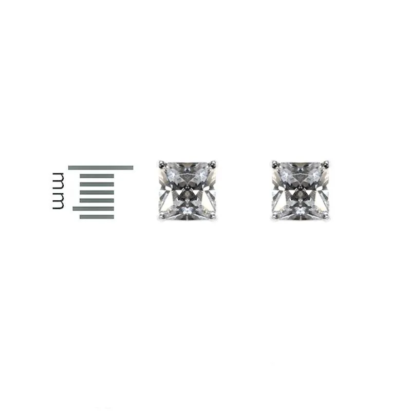 Etta Princess Cut Stud Earrings – 6mm | 1.25ct