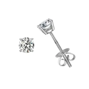 FANCIME Solitaire Moissanite 0.6 cttw 14K Solid White Gold Stud Earrings