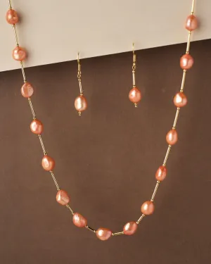 Fancy Orange Pearl Necklace Set