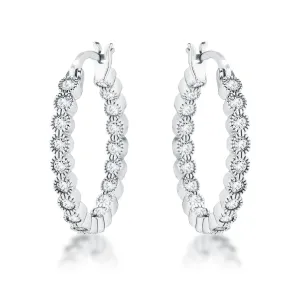 Flo Round CZ Dotted Bezel Hoop Earrings | 0.5ct