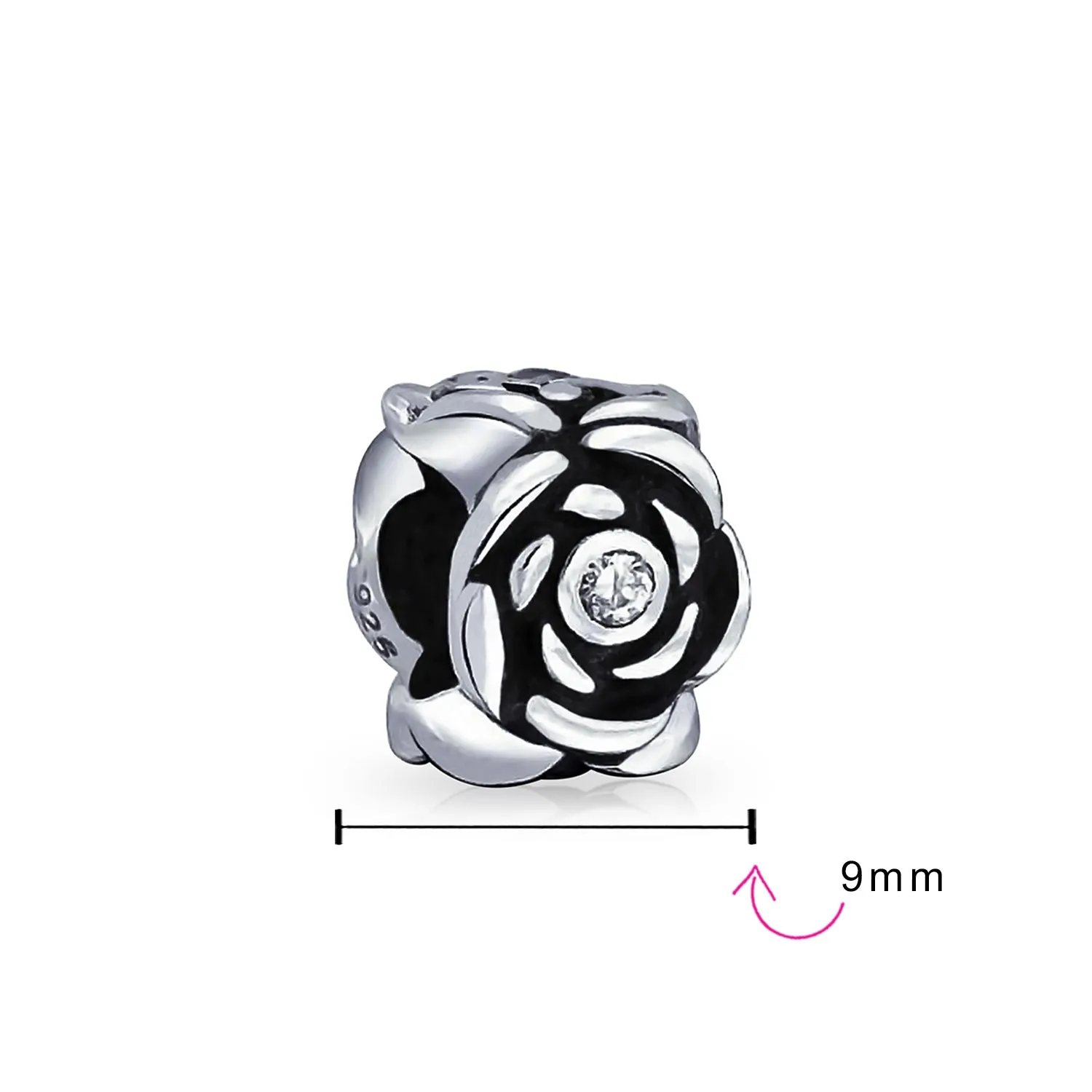 Flower Garden Spring Floral Rose Swirl Charm Bead .925 Sterling Silver