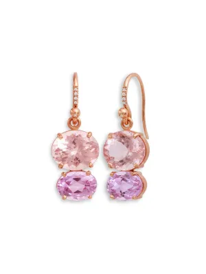 Gemmy Gem Morganite & Kunzite Rose Gold Earrings