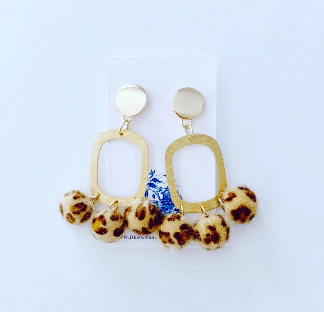 Gold Faux Leather Leopard Chandelier Drop Statement Earrings - Posts