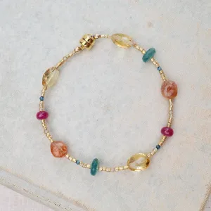 Gold Glass Sunstone, Grandiederite Ruby Bracelet