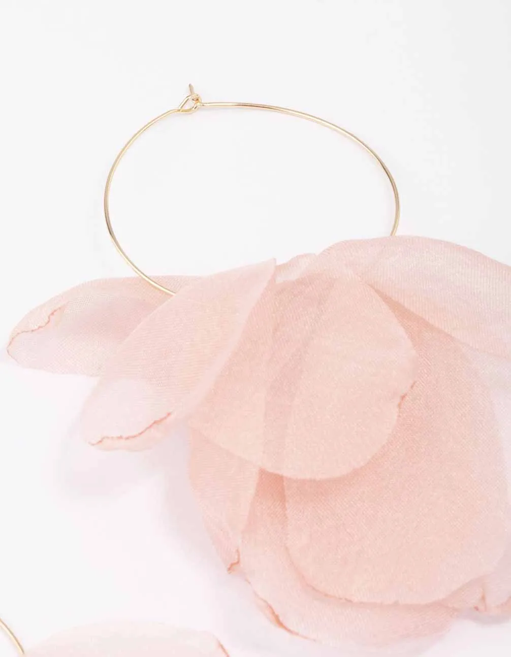 Gold Petal Leaves Fabric Hoop Earrings