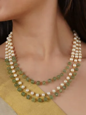 Green Color Gold Plated Necklace/Mala - MN474