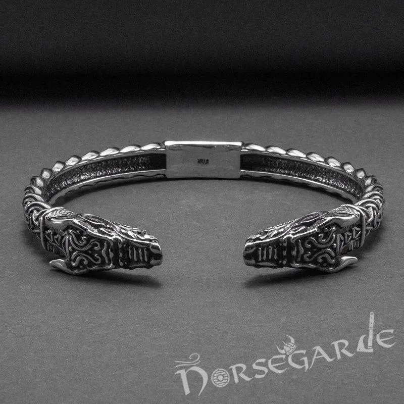 Handcrafted Fenrir Wolf Torc Bracelet - Sterling Silver