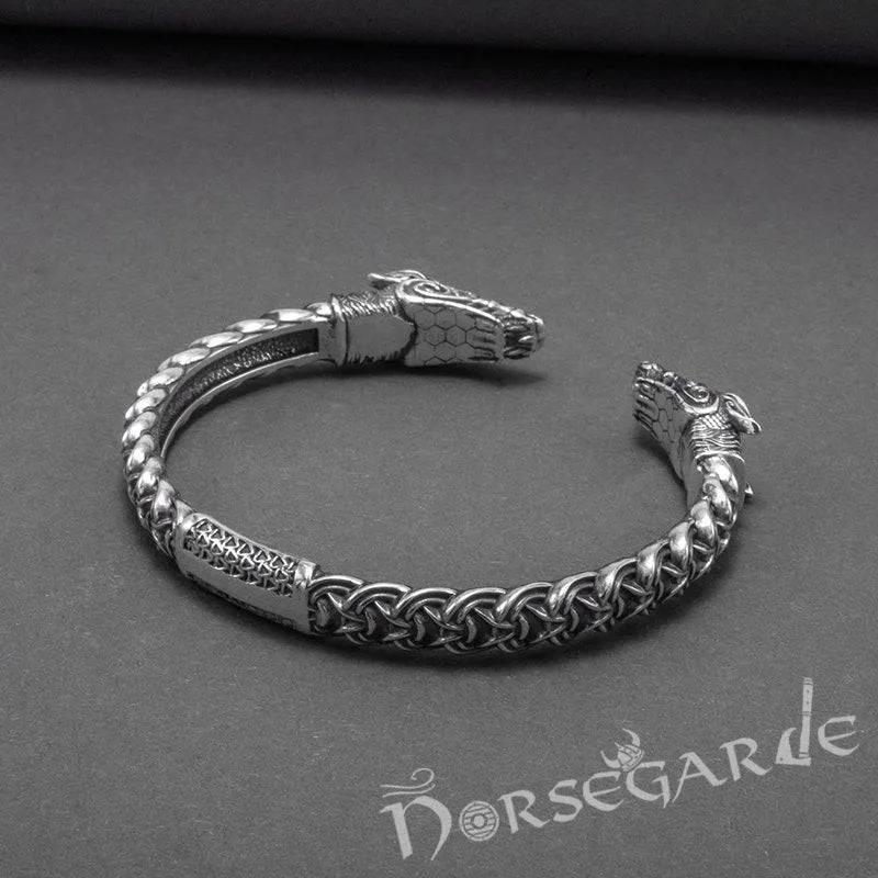 Handcrafted Fenrir Wolf Torc Bracelet - Sterling Silver