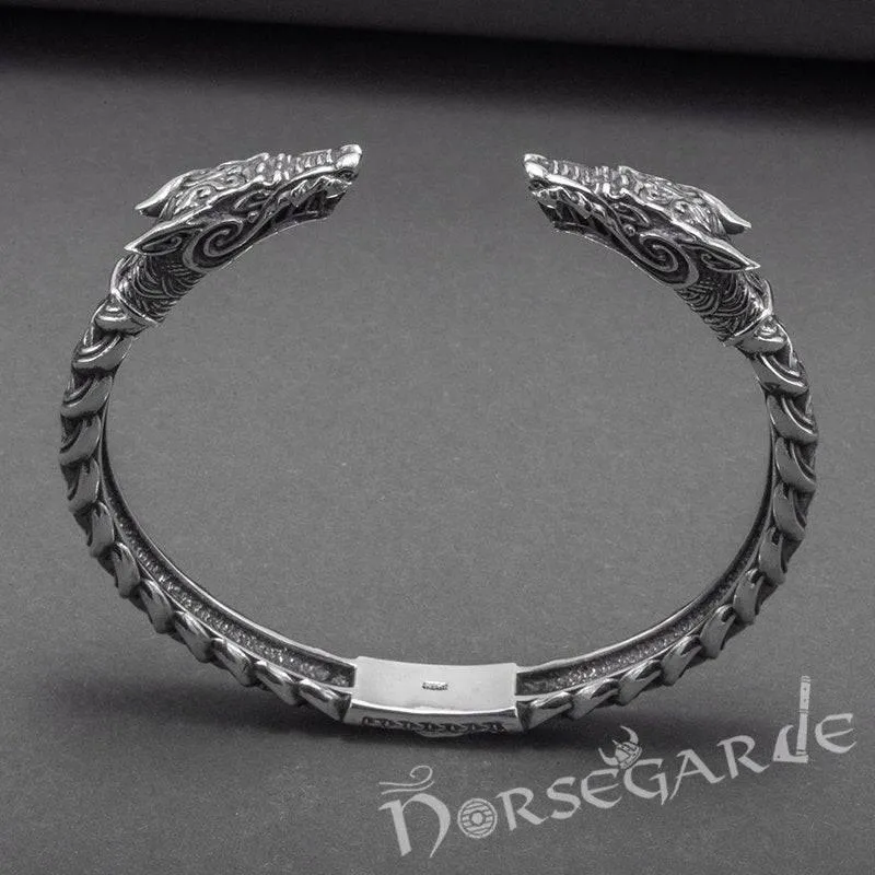 Handcrafted Fenrir Wolf Torc Bracelet - Sterling Silver