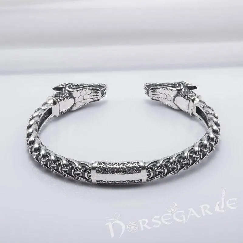 Handcrafted Fenrir Wolf Torc Bracelet - Sterling Silver