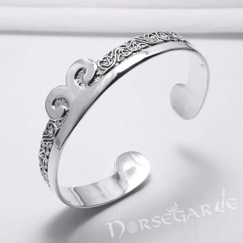 Handcrafted Floral Pattern Arm Ring - Sterling Silver