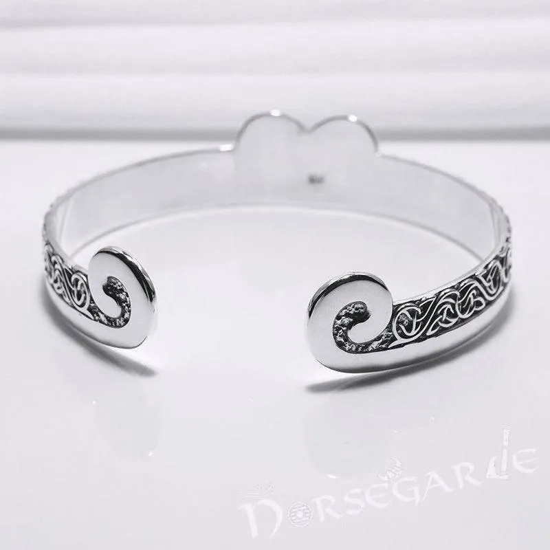 Handcrafted Floral Pattern Arm Ring - Sterling Silver