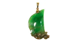 Jade Boat Carving Pendant 25.02ct Natural A-JADE