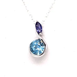 Kaleidoscope Dainty Blue Topaz & Iolite Pendant