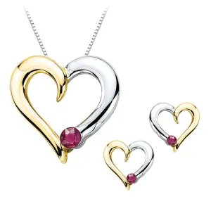 KATARINA Ruby Heart Jewelry Set (1/4 cttw)