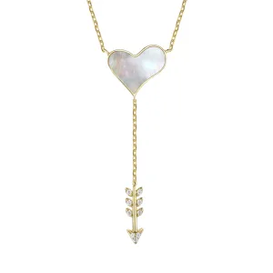 La Roche Mother of Pearl Cupid Heart Boho Necklace