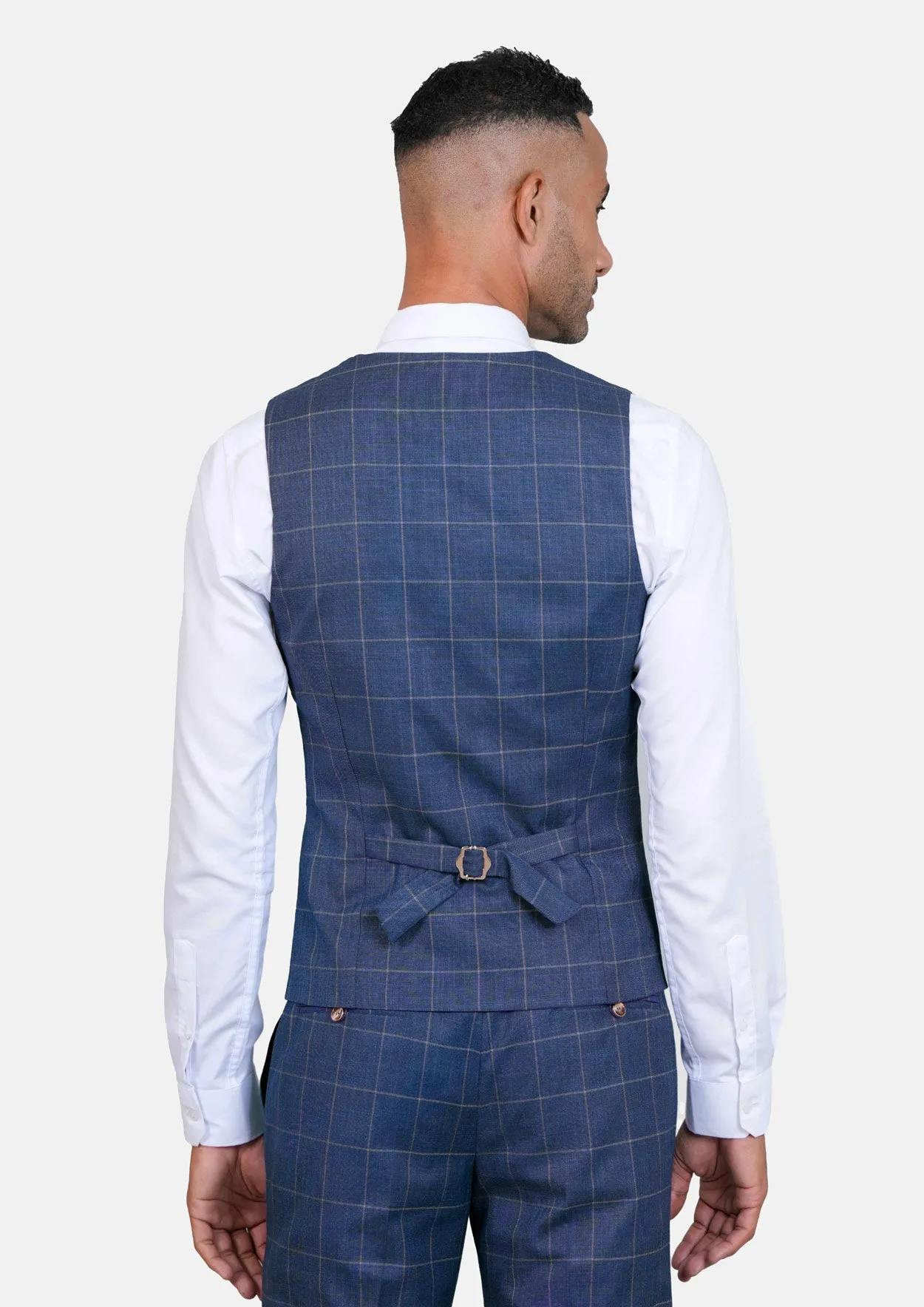 Lapis Blue Windowpane Vest