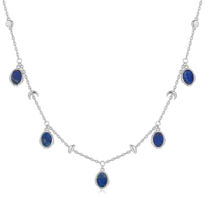 Lapis Silver Choker - Moon Circle