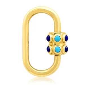 Lapis Turquoise Barrel Enhancer 14kt Gold