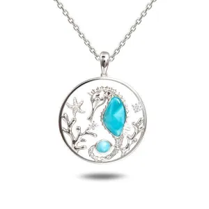 Larimar Seahorse Eternity Pendant