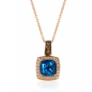 Le Vian Deep Sea Blue Topaz™ Diamond Halo Pendant