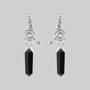 MERTLE. Snake Wrap Black Agate Earrings