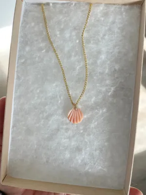 Micro Mother of Pearl Sunrise Shell Necklace - Water Resistant