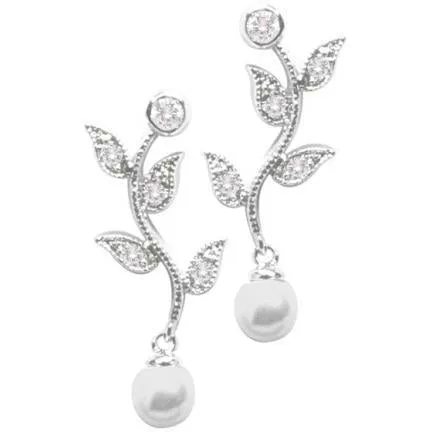 Miranda Pearl and Crystal Necklace and Earring Set