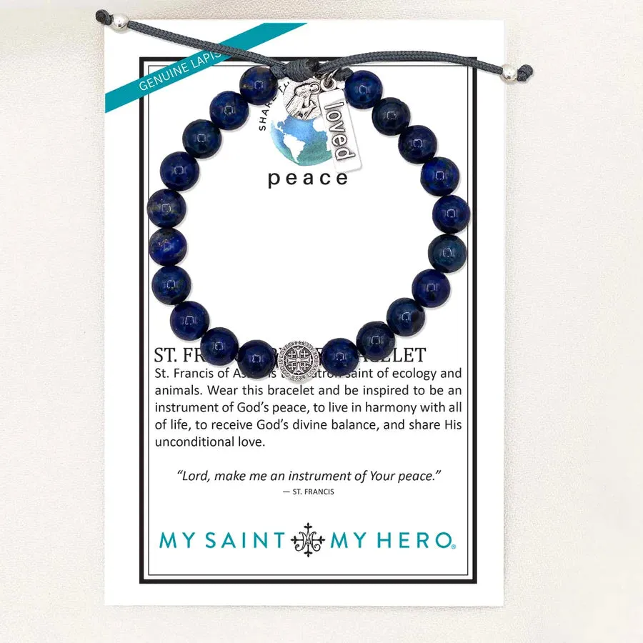 My Saint My Hero St. Francis Peace Bracelet-8 mm Lapis