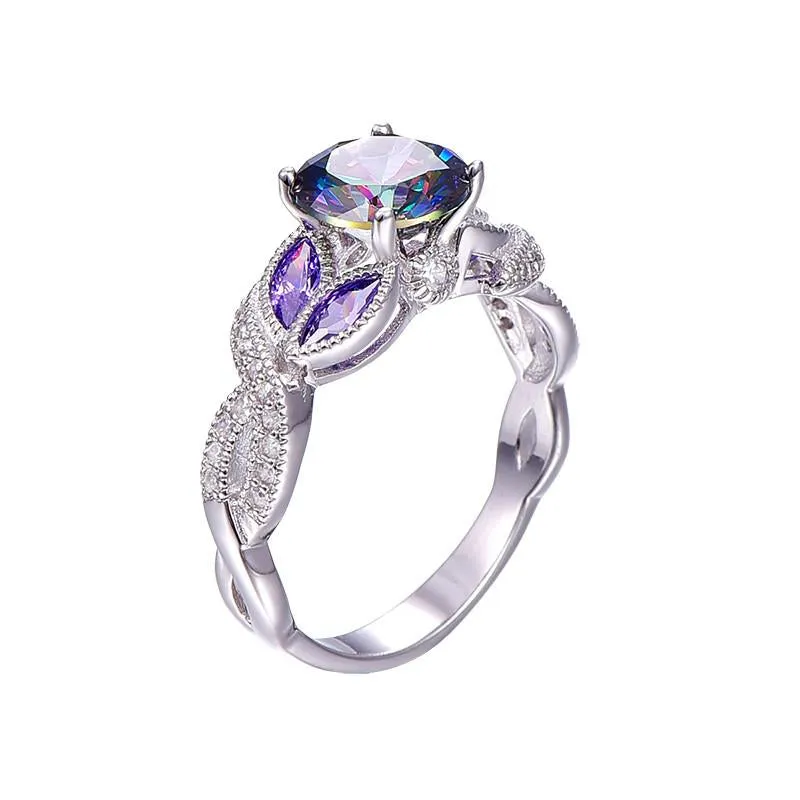 Mystical Rainbow Topaz &amp Sapphire 925 Sterling Silver Ring